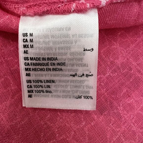 Charter Club Linen Shirt Womens Medium Pink White Floral Button Up Long Sleeve - Picture 10 of 12